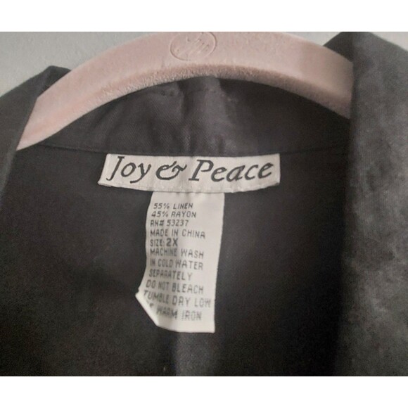 JOY Y PEACE  Set Pant & Blouse, Linen,Rayón, Black Color, Embroidery, Women's 2X - Picture 2 of 16